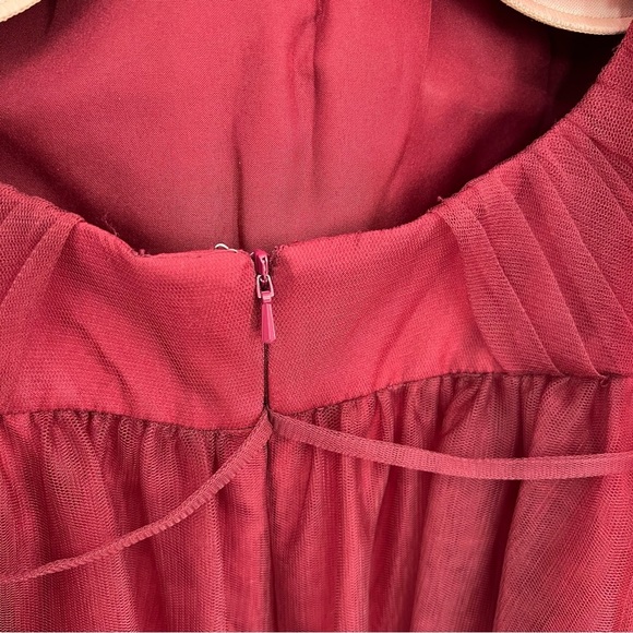 Anthropologie BHLDN Camden Dress Burgundy Red Sweetheart Tulle Dress Bodice 14 - Picture 12 of 16